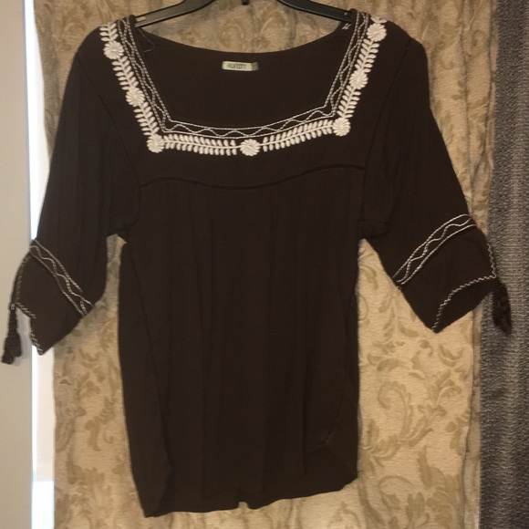 Cute Old Navy brown peasant shirt. Size small - Picture 1 of 5